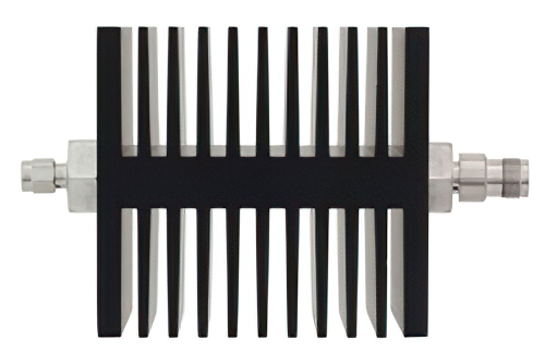 50 dB Fixed Attenuator, SMA Male To TNC Female Directional Black Anodized Aluminum Heatsink Body Rated To 50 Watts Up To 18 GHz