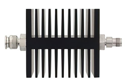 6 dB Fixed Attenuator, TNC Male To TNC Female Directional Black Anodized Aluminum Heatsink Body Rated To 50 Watts Up To 18 GHz