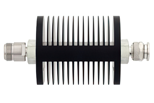 30 dB Fixed Attenuator, N Female to TNC Male Black Anodized Aluminum Heatsink Body Rated to 25 Watts Up to 18 GHz