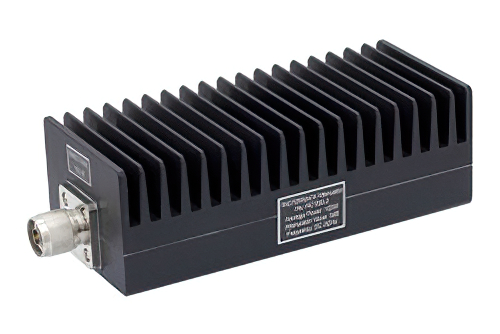 3 dB Fixed Attenuator, N Male to N Female Black Anodized Aluminum Heatsink Body Rated to 100 Watts Up to 3 GHz
