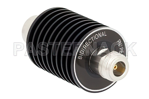 30 dB Fixed Attenuator, N Male to N Female Black Anodized Aluminum Heatsink Body Rated to 10 Watts Up to 3 GHz