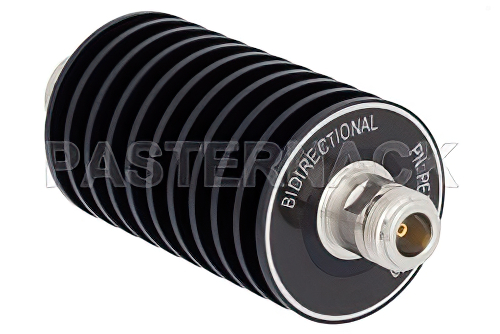10 dB Fixed Attenuator, N Male to N Female Black Anodized Aluminum Heatsink Body Rated to 50 Watts Up to 3 GHz