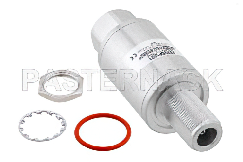 Type N F/M In/Out Bulkhead Coax RF Surge Protector, 698MHz - 2.7GHz, DC Block, 500W, IP67, 40kA, Filter