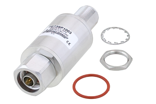 Type N F/M In/Out Bulkhead Coax RF Surge Protector 698MHz - 2.7GHz DC Block 500W IP67 .01uJ 40KA Filter BiDirect Low PIM -155 dBc
