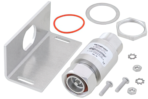 7/16 F/M In/Out Bulkhead Coax RF Surge Protector 698MHz - 2.7GHz DC Block 500W IP67 .01uJ 40kA Filter Low PIM -155 dBc