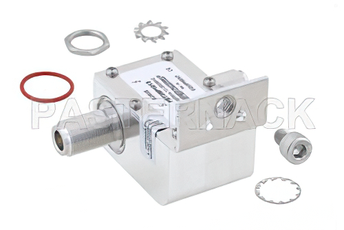 Type N F/F In/Out Coax RF Surge Protector, 800MHz - 2.5GHz, DC Pass, 300W, IP67, 20kA, Hybrid, Bracket Away from Arrestor