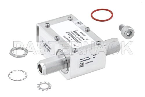 Type N F/F In/Out Coax RF Surge Protector, 800MHz - 2.5GHz, DC Pass, 300W, IP67, 20kA, Hybrid, Bracket Toward Body