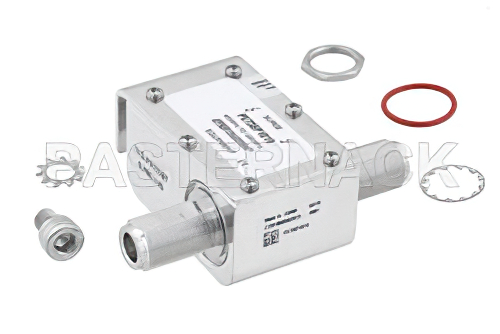 Type N F/F In/Out Coax RF Surge Protector, 400MHz - 1.2GHz, DC Pass, 300W, IP67, 20kA, Hybrid, Bracket Toward Body