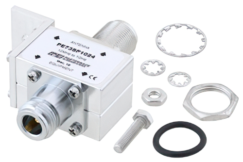 Type N F/F In/Out Bulkhead Coax RF Surge Protector 10MHz - 1GHz DC Block 1.5kW 3.5mJ 20kA Blocking Cap and Gas Tube