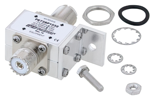 UHF F/F In/Out Bulkhead Coax RF Surge Protector 1.5MHz - 700MHz DC Block 2kW 10mJ 50kA Blocking Cap and Gas Tube