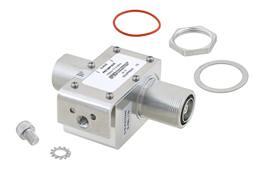 7/16 F/F In/Out Coax RF Surge Protector 100MHz - 512MHz DC Block 750W IP67 .5uJ 20kA Filter BiDirect Bracket Toward Body