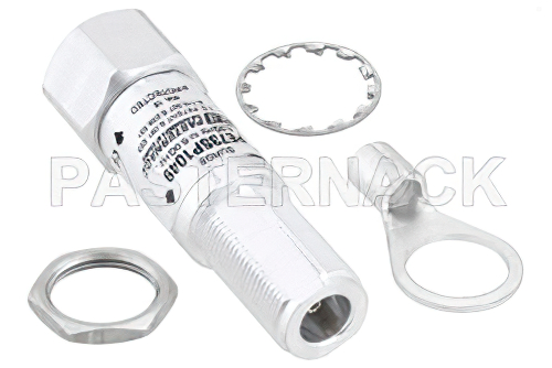 Type N F/M In/Out Bulkhead Coax RF Surge Protector, 2GHz - 6GHz, DC Block, 10W, IP67, 10kA, Filter