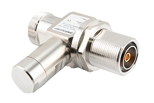 7/16 F/F In/Out Coax RF Surge Protector, 800MHz - 2.25GHz, DC Block, Low PIM, Quarter Wave Stub, BiDirect, Low PIM -150 dBc
