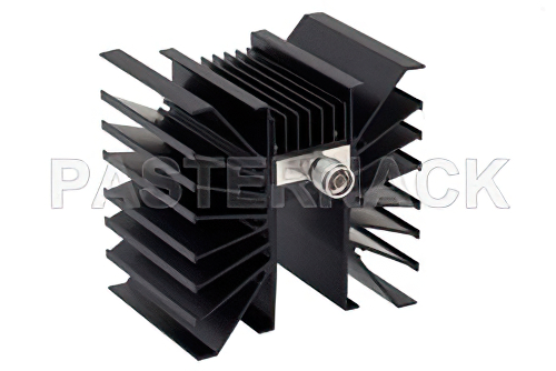 50 dB Fixed Attenuator N Male To N Male Directional Black Aluminum Heatsink Body Rated To 300 Watts Up To 3 GHz