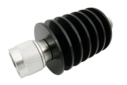 20 dB Fixed Attenuator, N Male to N Female Black Anodized Aluminum Heatsink Body Rated to 25 Watts Up to 18 GHz