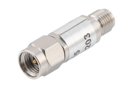 15 dB Fixed Attenuator, 2.92mm Male to 2.92mm Female Passivated Stainless Steel Body Rated to 0.5 Watts Up to 40 GHz