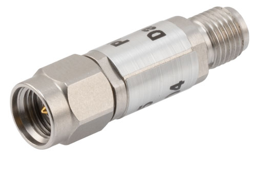15 dB Fixed Attenuator, 2.92mm Male to 2.92mm Female Passivated Stainless Steel Body Rated to 2 Watts Up to 40 GHz