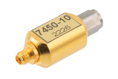 10 dB Fixed Attenuator, 1.0 mm Male to 1.0 mm Female Rated to 0.2 Watts Up to 110 GHz