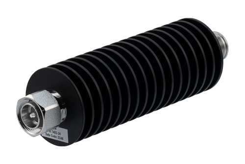 30 dB Fixed Attenuator, 4.3-10 Male to 4.3-10 Female Rated to 100 Watts Up to 6 GHz