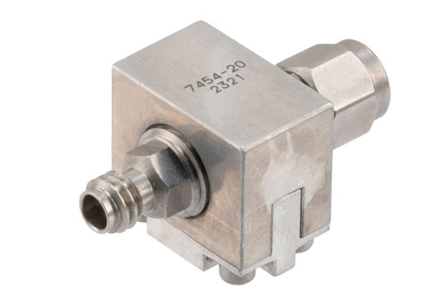 20 dB Fixed Attenuator, 1.0 mm Male to 1.0 mm Female Rated to 0.5 Watts Up to 110 GHz
