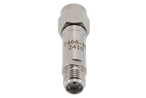 40 dB RF Fixed Attenuator 2W, DC to 12GHz, SMA Male to SMA Female, Stainless Steel