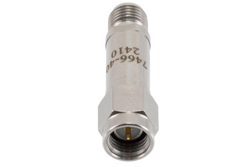40 dB RF Fixed Attenuator 2W, DC to 12GHz, SMA Male to SMA Female, Stainless Steel