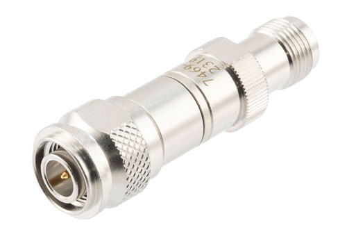 9 dB Fixed Attenuator, TNC Male to TNC Female Brass Body Rated to 2 Watts, DC to 12 GHz