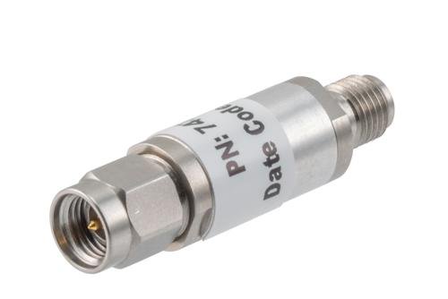 1 dB Fixed Attenuator, 3.5mm Male to 3.5mm Female Aluminum Body Rated to 2 Watts Up to 26.5 GHz
