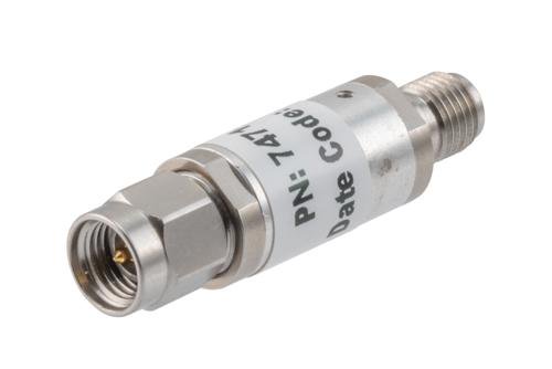 20 dB Fixed Attenuator, 3.5mm Male to 3.5mm Female Aluminum Body Rated to 2 Watts Up to 26.5 GHz