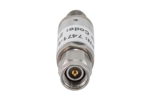 6 dB Fixed Attenuator, 3.5mm Male to 3.5mm Female Aluminum Body Rated to 2 Watts Up to 26.5 GHz
