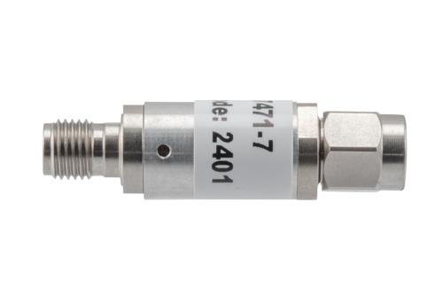 7 dB Fixed Attenuator, 3.5mm Male to 3.5mm Female Aluminum Body Rated to 2 Watts Up to 26.5 GHz