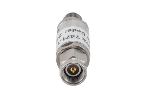 7 dB Fixed Attenuator, 3.5mm Male to 3.5mm Female Aluminum Body Rated to 2 Watts Up to 26.5 GHz