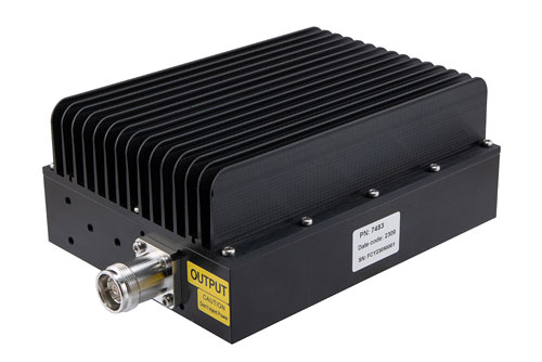 Low PIM 30dB Fixed Attenuator 4.3-10 female to 4.3-10 female Black Anodized Aluminum Body to 100 Watts 0.6 GHz to 6 GHz