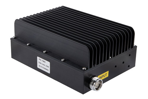 Low PIM 40dB Fixed Attenuator 4.3-10 female to 4.3-10 female Black Anodized Aluminum Body to 100 Watts 0.6 GHz to 6 GHz
