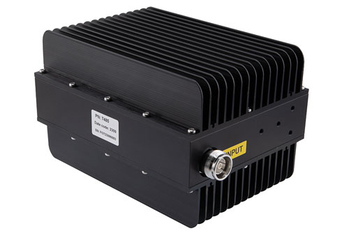 Low PIM 10dB Fixed Attenuator 4.3-10 female to 4.3-10 female Black Anodized Aluminum Body to 200 Watts 0.6 GHz to 6 GHz