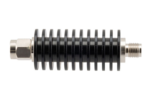 30 dB Fixed Attenuator, SMA Male to SMA Female Black Anodized Aluminum Body Rated to 20 Watts Up to 26.5 GHz