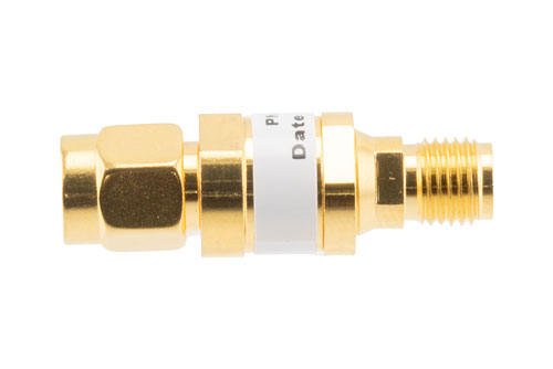 10 dB Fixed Attenuator, SMA Male to SMA Female Brass Gold Body Rated to 2 Watts Up to 26.5 GHz
