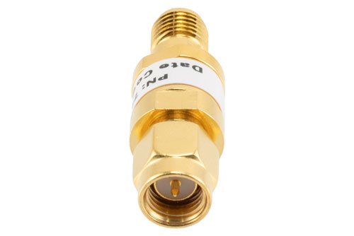 10 dB Fixed Attenuator, SMA Male to SMA Female Brass Gold Body Rated to 2 Watts Up to 26.5 GHz