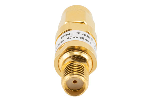 1 dB Fixed Attenuator, SMA Male to SMA Female Brass Gold Body Rated to 2 Watts Up to 26.5 GHz