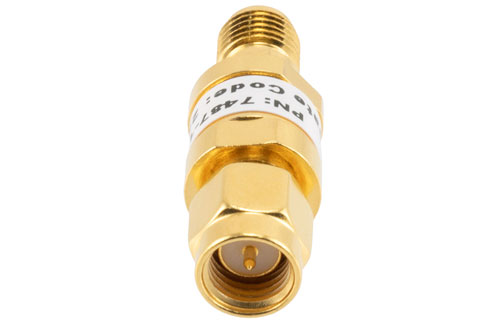 1 dB Fixed Attenuator, SMA Male to SMA Female Brass Gold Body Rated to 2 Watts Up to 26.5 GHz