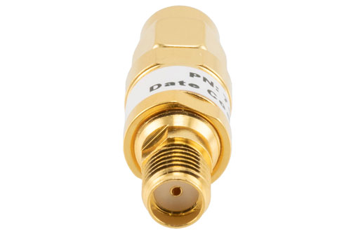 3 dB Fixed Attenuator, SMA Male to SMA Female Brass Gold Body Rated to 2 Watts Up to 26.5 GHz