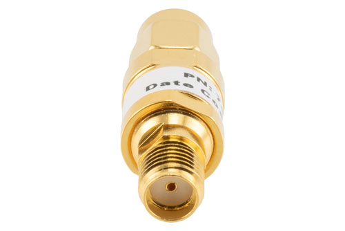 6 dB Fixed Attenuator, SMA Male to SMA Female Brass Gold Body Rated to 2 Watts Up to 26.5 GHz