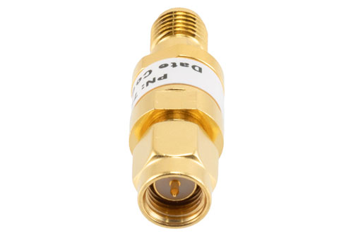 8 dB Fixed Attenuator, SMA Male to SMA Female Brass Gold Body Rated to 2 Watts Up to 26.5 GHz