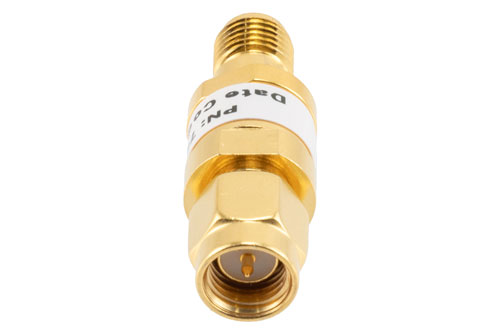9 dB Fixed Attenuator, SMA Male to SMA Female Brass Gold Body Rated to 2 Watts Up to 26.5 GHz