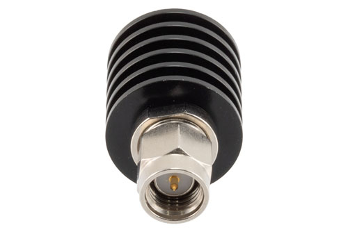 10 dB Fixed Attenuator, SMA Male to SMA Female Black Anodized Aluminum Body Rated to 5 Watts Up to 26.5 GHz