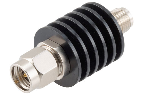 30 dB Fixed Attenuator, SMA Male to SMA Female Black Anodized Aluminum Body Rated to 5 Watts Up to 26.5 GHz