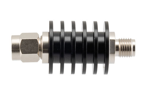 3 dB Fixed Attenuator, SMA Male to SMA Female Black Anodized Aluminum Body Rated to 5 Watts Up to 26.5 GHz