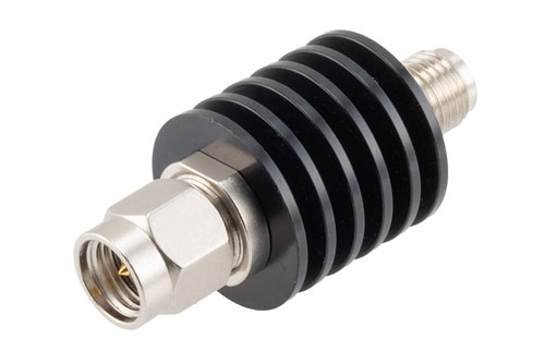 40 dB Fixed Attenuator, SMA Male to SMA Female Black Anodized Aluminum Body Rated to 5 Watts Up to 26.5 GHz