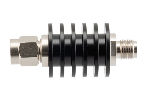 6 dB Fixed Attenuator, SMA Male to SMA Female Black Anodized Aluminum Body Rated to 5 Watts Up to 26.5 GHz