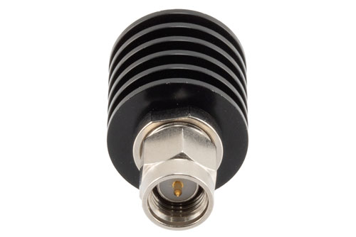 6 dB Fixed Attenuator, SMA Male to SMA Female Black Anodized Aluminum Body Rated to 5 Watts Up to 26.5 GHz